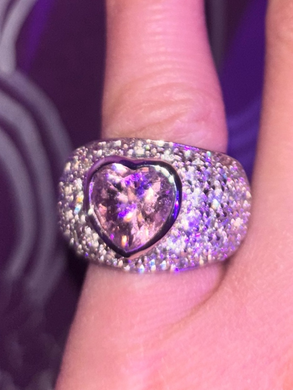 Pink Gemstone Heart Ring [oversized]